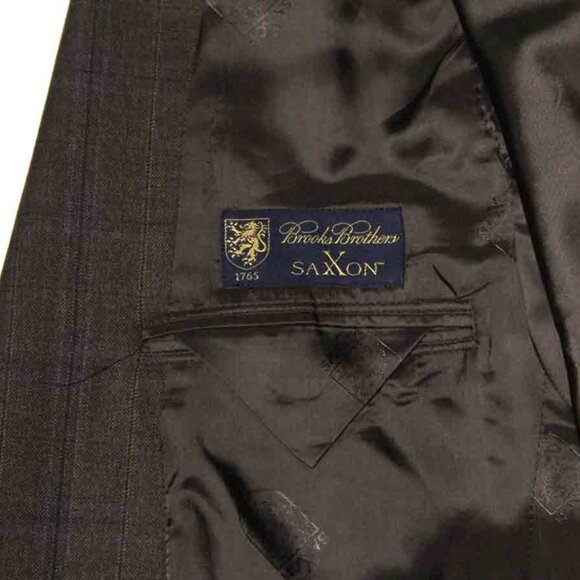 Brooks Brothers Wool Blazer Sport Coat Brown Blue Gold Saxon Men's Size 43R - Picture 5 of 5